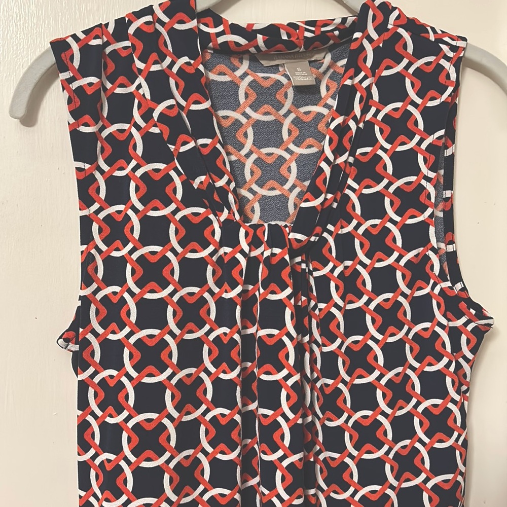 Banana Republic Sleeveless Blouse 70s Inspired Pattern Small